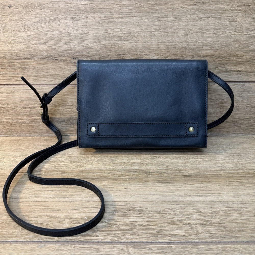 Madewell‎ The Morgan Crossbody Shoulder Bag Black Leather Mirror Convert Purse